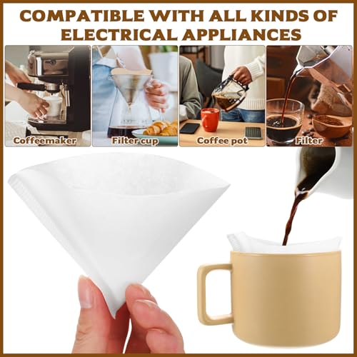 200 Stück Kaffeefilter Größe 1, V-förmiger Kaffeefilter Papier Filter, Ungebleichte Coffee Filter Paper, 01 Coffee Kegel Filterpapier für Kaffeetropfkegel Kaffeemaschinen(Weiß, 1-2 Tassen)