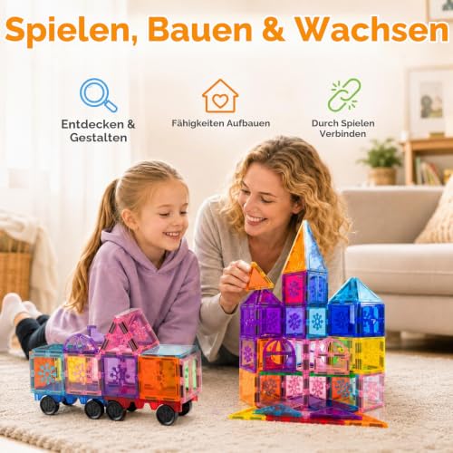 Xekel Magnetische Bausteine 120 Teile – Magnetbausteine Kinder mit starker Magnete Kinder, Magnetsteine & Magnetfliesen… – Ansicht 2