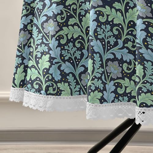 Nappe de table ronde lavable en machine à motif d'algues bleues 152cm - 6