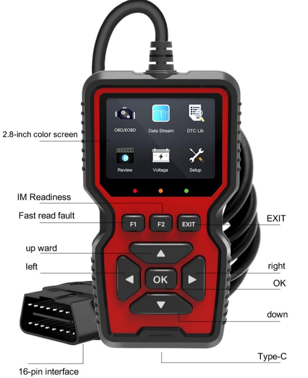 V317 skaner samochodowy OBD2 czytnik kodów usterek silnika z jednym kliknięciem I/M diagnostyczne narzędzie diagnostyczne OBDII/EOBD do wszystkich samochodów od 1996 roku, żółty (V519)