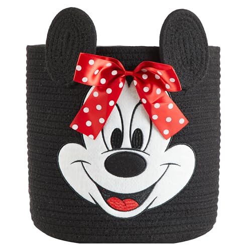 Disney Minnie Mouse Rope Storage Basket Cute Figural Organizer Bin for Kids Room Nursery or Toys 10 H x 10 W