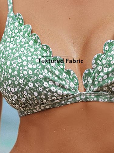 CUPSHE Women's Bikini Sets Two Piece Bathing Suit V Neck Scalloped Mid Rise Crisscross Back Self Tie Spaghetti Straps3