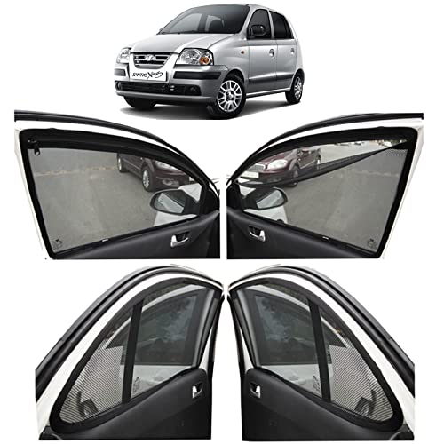 Image of Autofact Magnetic Car Sunshades Compatible with Hyundai Santro Xing (2003 to 2018) (Set of 4) - Easy Installation, UV Protection, Keeps Car Cool (Front 2 with Zippers, Rear 2 Without Zippers)