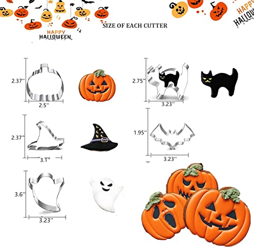 Halloween Cookie Cutters Set- 5 Pieces Stainless Steel Baking Cutter Molds Pumpkin, Ghost, Witch\'s Hat, Bat, Cat Cookie Cutters Holiday Decorative Party Supplies - Thumbnail 3