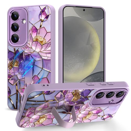 Coque Samsung S24 chic et fleur de lotus en silicone premium avec anneau MagSafe