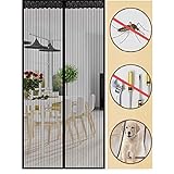 Faburo Magnet Fliegengitter Tür Insektenschutz 90x210cm Fliegenvorhang Insektenschutz Magnetvorhang für Balkontür Terrassentür Wohnzimmer mit Aufkleber Flachkopfnadeln