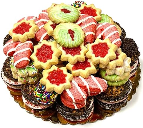 Best Cookies - 3 lb. Gourmet Christmas Cookies Platter with 75+ cookies, Christmas Gift Baskets, Christmas Basket of Assortment Cookies for Christmas Holiday Him & Her Cookie Gifts