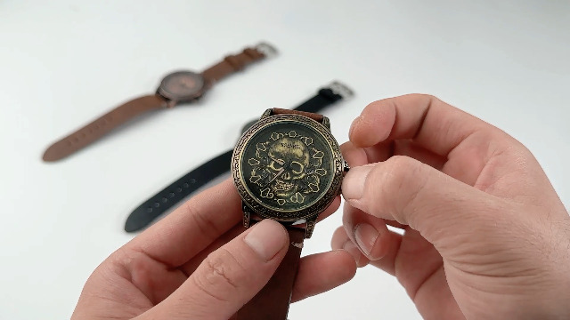 Orologio Da Uomo Steampunk Teschio: Orologio Da Polso Cinturino in