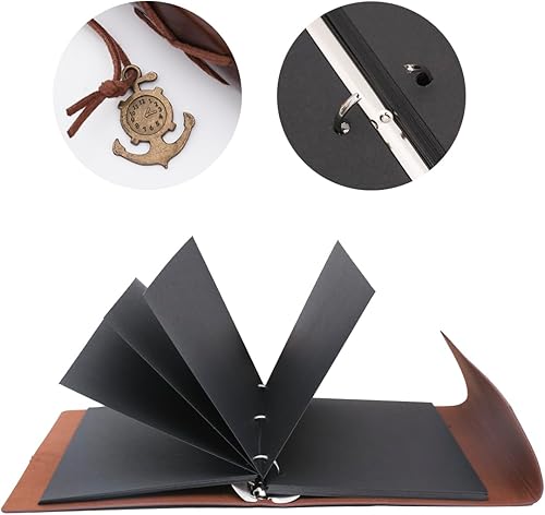 Miniatura 7 de Álbum de recortes, álbum de fotos de cuero Mr&Mrs de 11 x 8.29.0 x 6.8 pulgadas, álbum de recortes, grande, hecho a mano, 60 páginas, álbum de