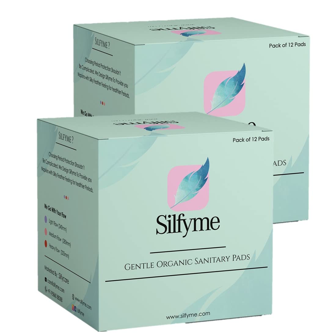 Silfyme® Organic Biodegradable Sanitary Pads Made of 100% Organic cotton & Bamboo Fibre - Rash-Free | Plastic Free | Paraben Free | Toxin Free | Chlorine Free - Pack of 24 (8 Light Flow X 8 Medium Flow X 8 Heavy Flow) (B09VP7BQ93) Amazon Price History, Amazon Price Tracker