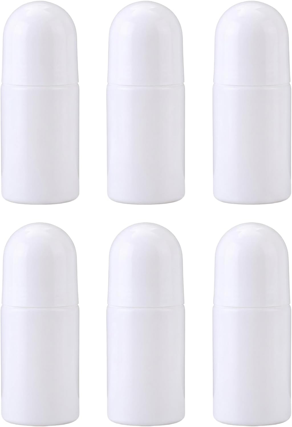 6Pcs 50ML/1.7oz White Plastic Roll-on Bottles with Ball Applicator