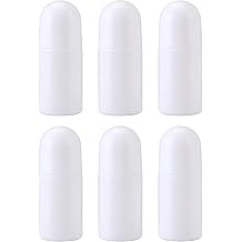 6 Pack 50ML White Plastic Roll-on Bottles with Ball Applicator
