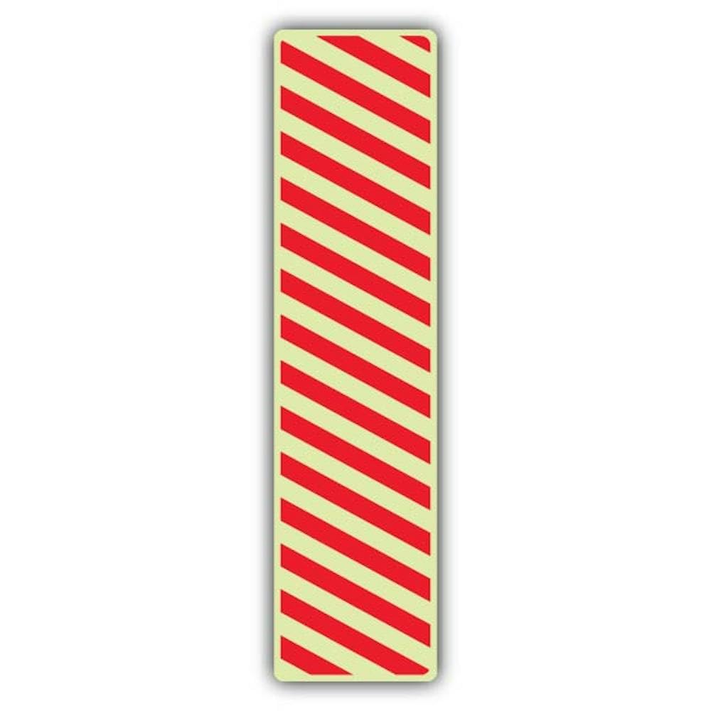 V Safety Photoluminescent Edge Marking Strip - Red Chevron Left/Right Safety Sign - 150 x 600 mm - 1.2mm Rigid Plastic - Double Glow