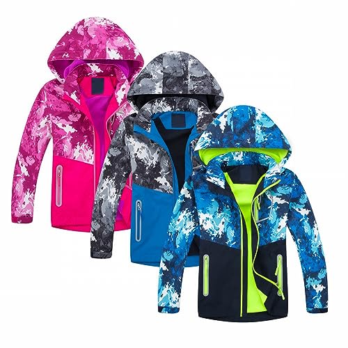 Girls Boys Rain Jacket Zip Hooded Lightweight Coats Casual Kid Fleece Lined 𝚆aterproof Windbreaker2