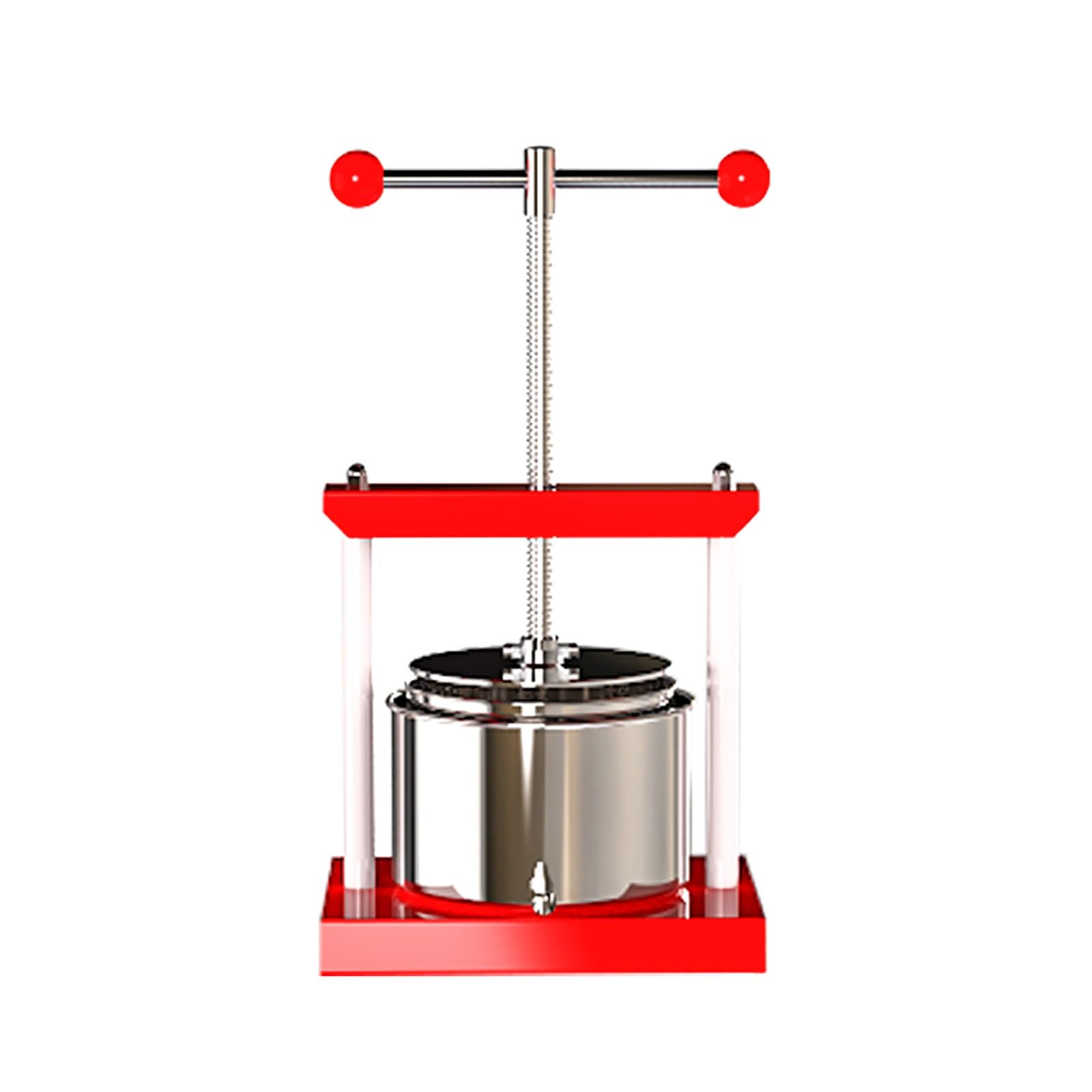 NEONMAN Estrattore di Succo, Manual Juicer Design a Doppio Secchio Manico Antiscivolo Struttura in Acciaio Inox Rimovibile Facile da Pulire, Adatto a Tutti i Tipi di Frutta(Rosso)