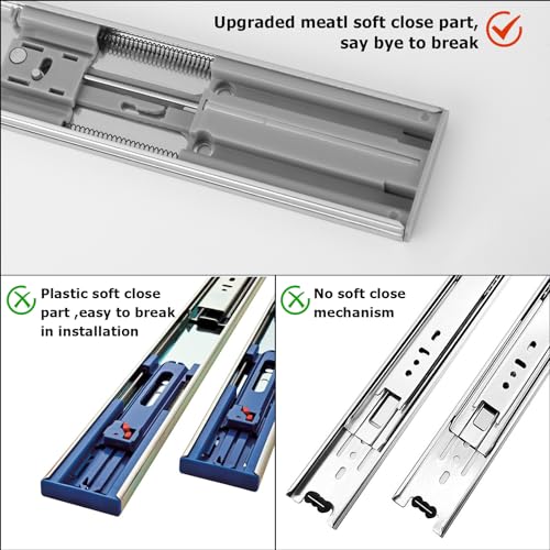 Image of LONTAN 10 Pairs Soft Close Drawer Slides 16 Inch Heavy Duty Cabinet Rails