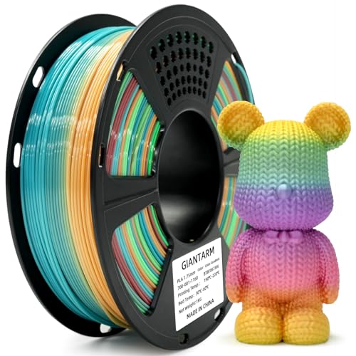 Image of GIANTARM 3D Printer Filament,1.75mm Rainbow PLA Filament,Color Changing Filament 1kg Spool (2.2lbs),Muticolor Filament with Vacuum Packaging