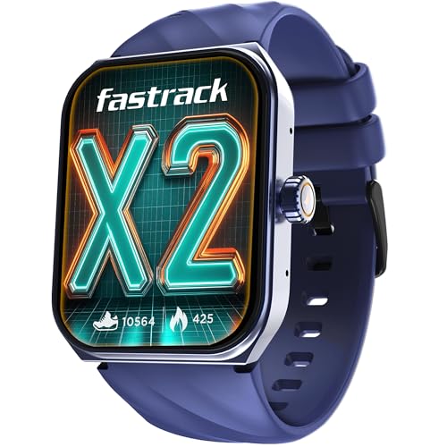 Image of Fastrack Limitless X2 Smart Watch, 1.91 inch Ultravu with Rotating Crown, 60 Hz Refresh Rate, Advanced Chipset, Singlesync BT Calling, 100+ Sports Mode & Smartwatch Faces, IP68, Blue
