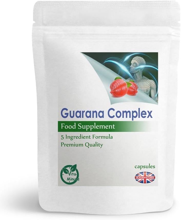 Guarana Complex Capsules, Boost Energy, Mood, Memory, Focus, UK (Pack of 180)