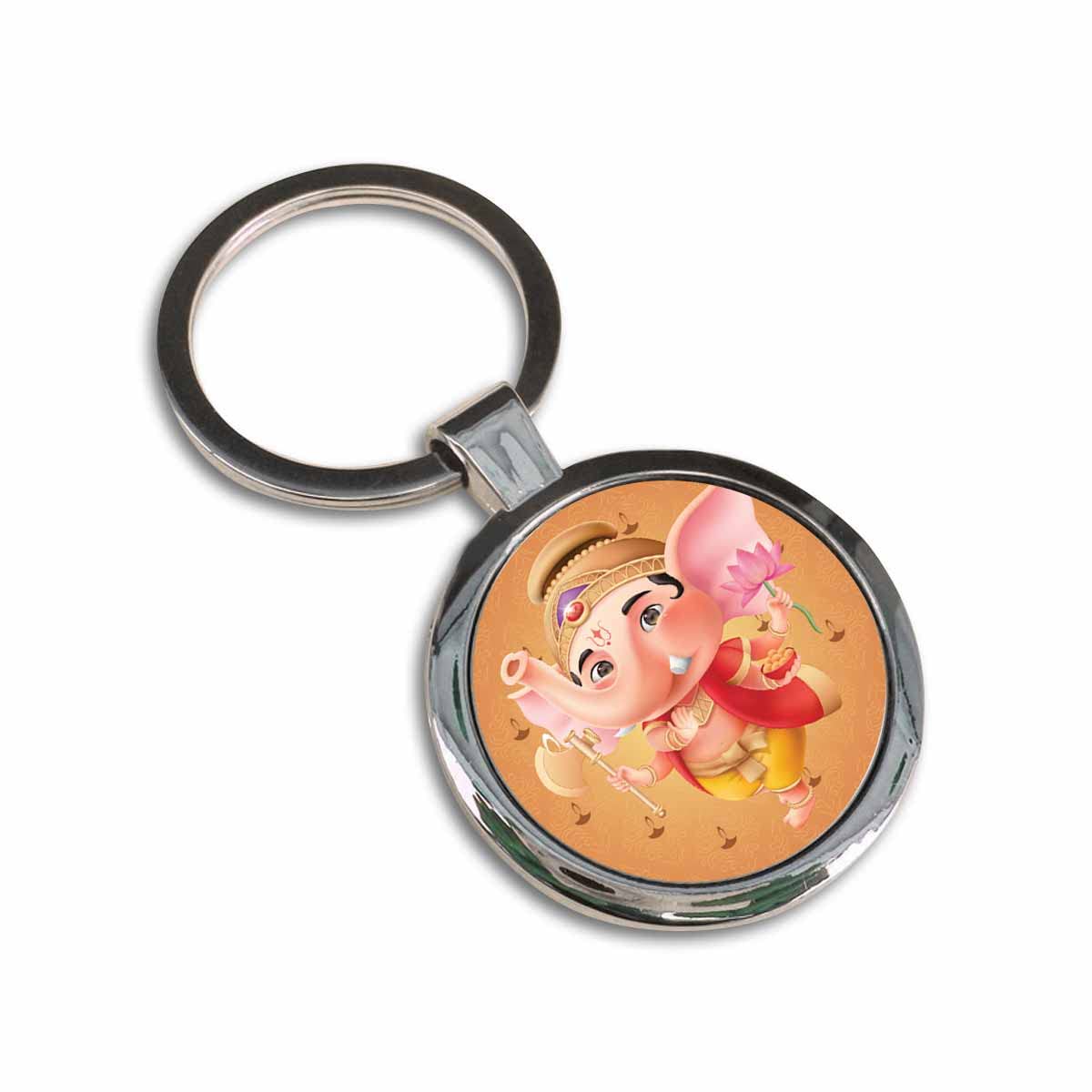 Giftcart al Ganesha Round Metal Keychain Collection Multicolor