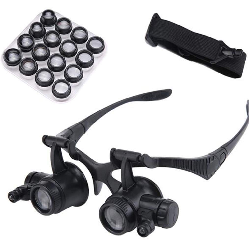 asdchZen Magnifier Magnifying Glass Head-Mounted With Light,Bracket Magnifier With 2 Leds Professional 'S Loupe Light Are Interchangeable 8 Replaceable Lenses 2.5X 4X 6X 8X 10X
