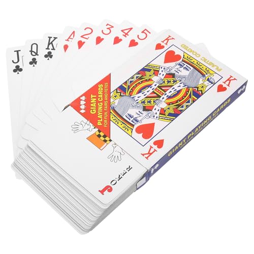 SKISUNO Juego de Cartas de Póker Gigantes 4 Veces Tamaño Naipes Grandes para Fiestas Temáticas Baraja Portátil y Ligera Cartas Enormes para Entretenimiento en Hogar y Bares