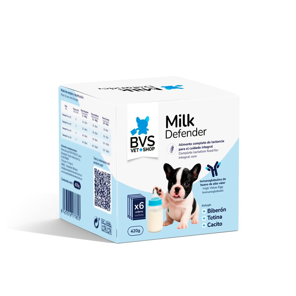 BVS Vet Shop | Leche Maternizada para Perros Milk Defender | Alimento Completo de Lactancia para el Cuidado Integral de Perros Cachorros | 1 unid. x 420 gr