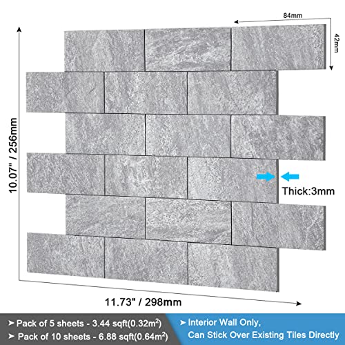 Benice Peel And Stick Backsplash For Kitchen,Bathroom Wall Backsplash Tile Peel And Stick Shower Tiles Waterproof(5Sheets,Travertine Gray) #TOP5