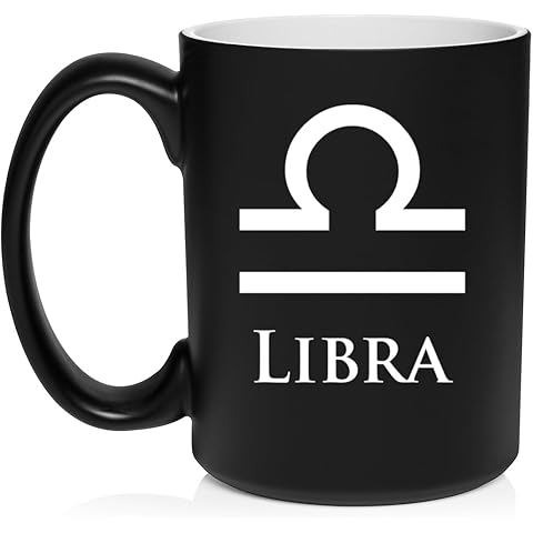 Daylor Libra Zodiac Horoscope Ceramic Coffee Mug Tea Cup Gift (15oz Matte Black)
