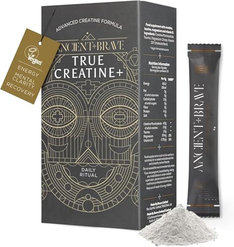 Ancient + Brave True Creatine+ Sachets 15 x 6g - Premium Creatine Monohydrate Powder - 100% Micronised - High Performance Strength Building - Muscle Recovery Cognition & Wellness