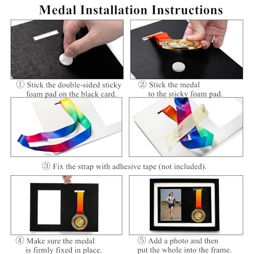 Image of Hacaroa Medal Display Shadow Box, Single Medal and Photo Display Frame Case, Wood Marathon Medal Storage Box for Runners, All Sports Winners, Military Awards, Black (Pack of 2)