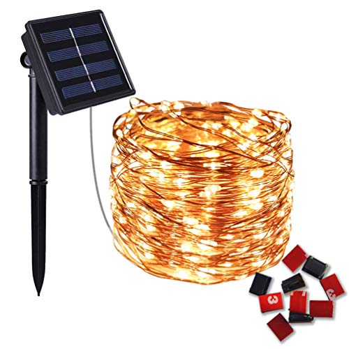 Guirnalda Luces Exterior Solar, COOIDEA Cadena de Luces 20 Metros 200 LED Blanco Cálido, 8 Modos de Luz, Decoración para Navidad, Fiestas, Bodas, Patio, Dormitorio Jardines, Terraza, Festivales, etc