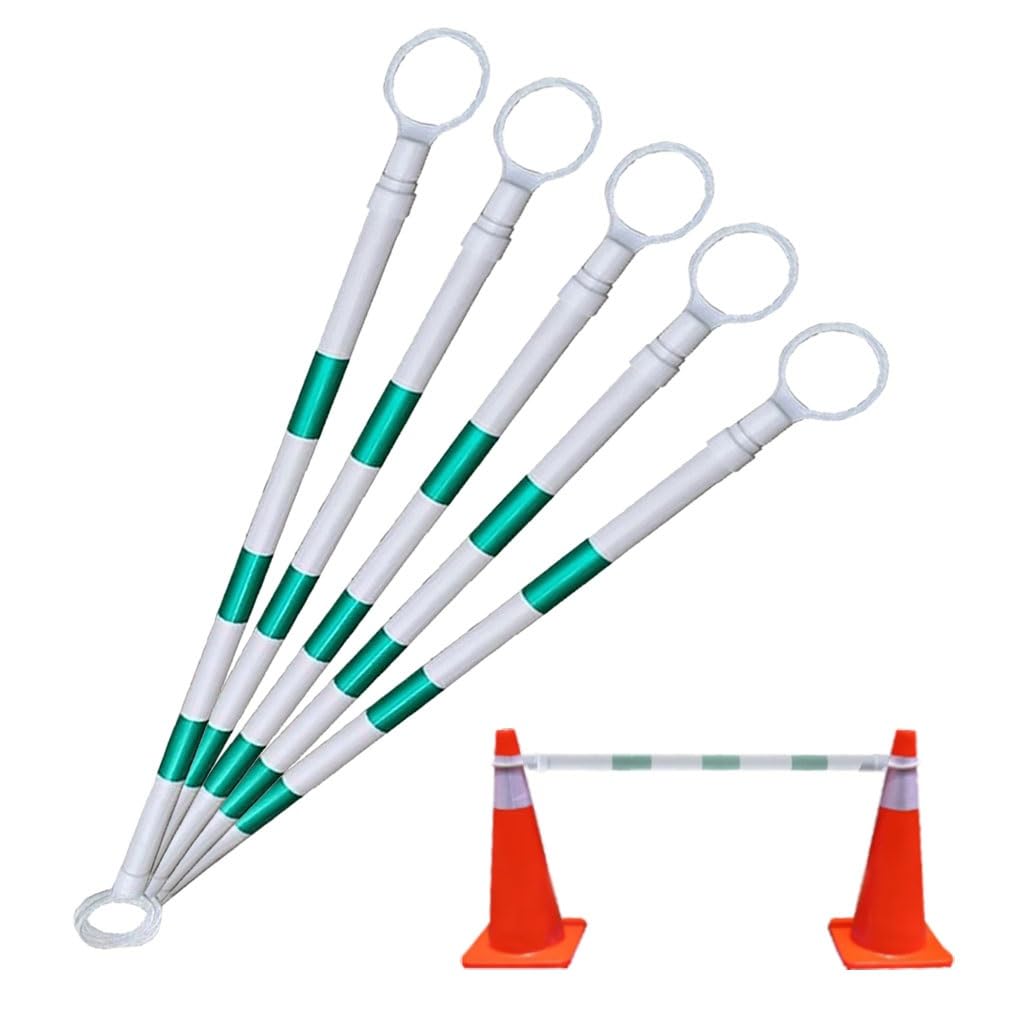 Set aus einziehbaren Sicherheitsabsperrpfosten, teleskopierbare, reflektierende Verkehrskegelbarriere, 1,2 bis 2 Meter verstellbar für die Kontrolle von Menschenmengen und verbesserte Sichtb