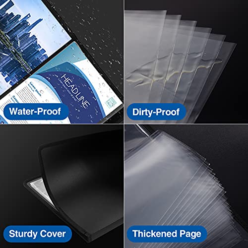 image for Sooez 30-Pocket Binder with Plastic Sleeves 8.5x11 (Black), Heavy Duty