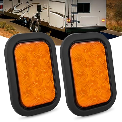 Image of Nilight 5 inch X 3 inch Rectangular Trailer Tail Light 2 PCS Amber 10 LED