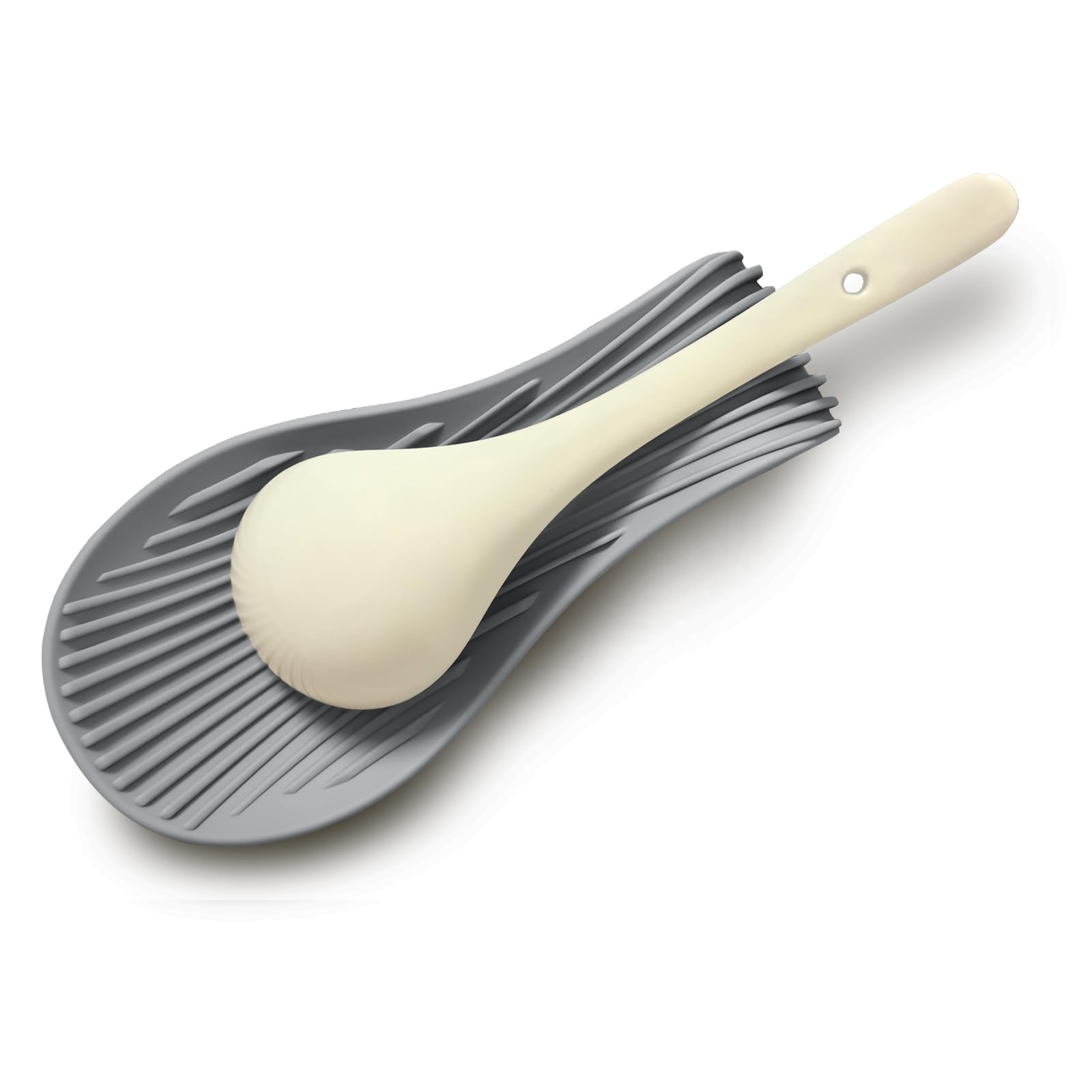 Soporte de silicona resistente al calor y antideslizante para encimera de cocina, soporte grande para utensilios de cocina (gris oscuro)