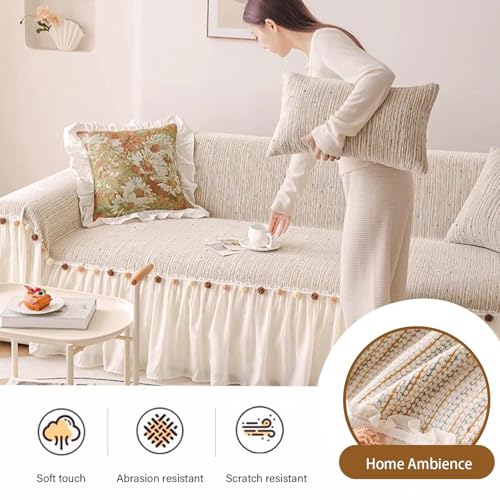 Housse de canapé en chenille douce lavable pour salon 180x340