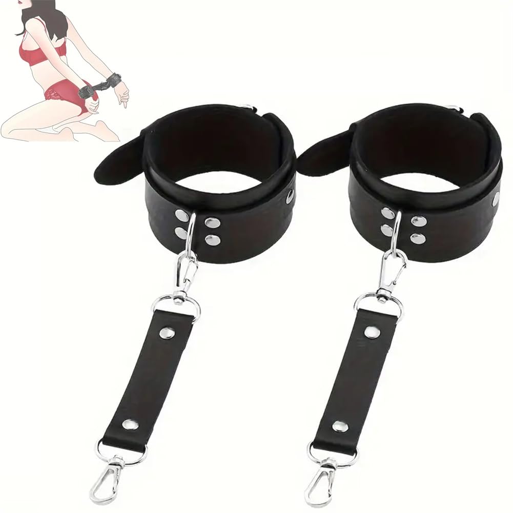 PU puños de cuero, correas de hombro ajustables y juguetes de liga, accesorios sexy de las mujeres