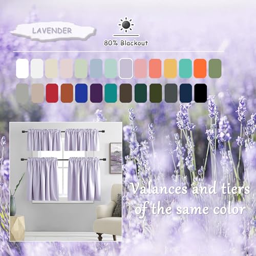 Image of DONREN 96 Inches Long 2 Panels Blackout Curtain Panels for Bedroom - Rod Pocket Thermal Insulated Drapes for Living Room(Lavender Purple,52 W x 96 L)