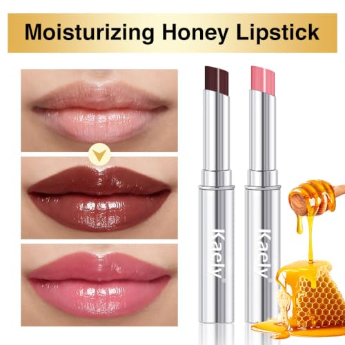 Image of evpct 2Pcs Brown&Pink Honey Lipstick Moisturizing Lip Balm for Older Women