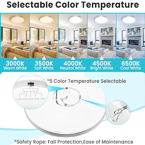 Image of libtit 7 inch Flush Mount LED Ceiling Light Fixture, 3000K-6500K Adjustable, 15W 1500lm White Satin Round Ceiling Lamp for Bathroom Hallway Kitchen Bedroom, 1 Pack
