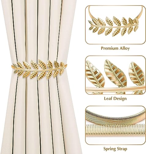 Image of royalkart Premium Curtain Tiebacks Curtain Holdbacks Adjustable Decorative Alloy Curtain Straps Curtain Clip Buckle (Gold)(Pack-2)
