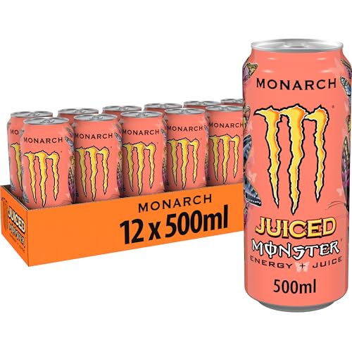 Monster Energy Juiced Monarch, Bebida Energética- Pack de 12 Latas de 500ml