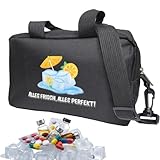 Kleine Kühltasche für Medikamente, Lunch-Kühltasche, Cooler Bag für Kosmetik, Medikamente, Snacks, Reiseutensilien, Cooler Travel Case (Schwarz)