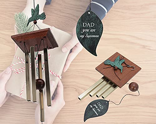 Image of ASTARIN Personalized Wind Chimes for Father, Grandfather, Small Wind Chimes Outdoor, Hummingbird Wind Chime, Father's Day, Birthday Gift from Daughter, Son