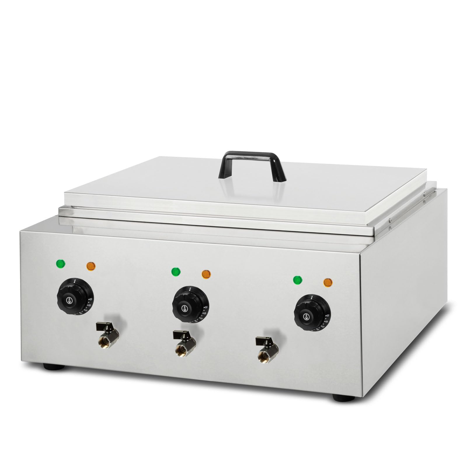 VERTES Cuocipasta Professionale in Acciaio Inox, Elettrico, 3x 1700W, 3 Vasche di Cottura Separate da 6 Litri ciascuna, 6 Cestelli per la Pasta, 3x Rubinetto di Scarico, 3x Impostazione Temperatura