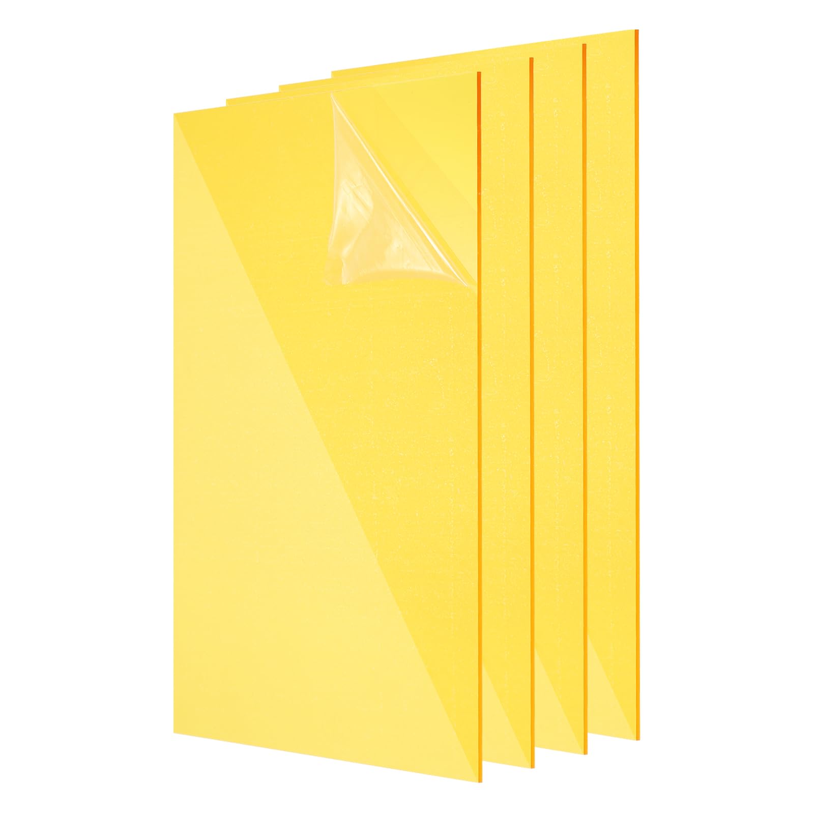 uxcell 4Pcs Acrylic Sheets 12x6 Inch Acrylic Panel 1/8 Inch-3mm Plastic Board for Picture Frames Sign Holders DIY Display Projects Craft, Clear Yellow