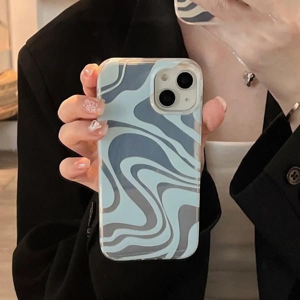 Image of PEEPERLY Back Cover Case for iPhone 13 Pro Max Soft TPU, Shockproof Protective Artistic Colored Striped Back Case(Blue)