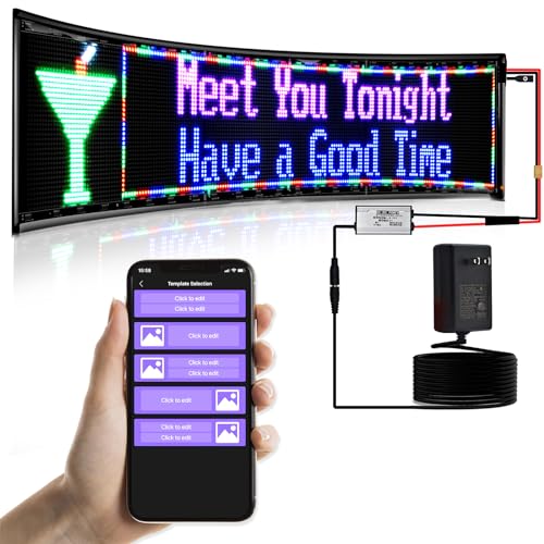 Image of Double Row Programmable LED Signs | Business Scrolling LED Sign | Flexible LED Advertising Sign | Bluetooth APP | Custom Editor Text | for Store Bars Hotel (37 inchx 8 inch)