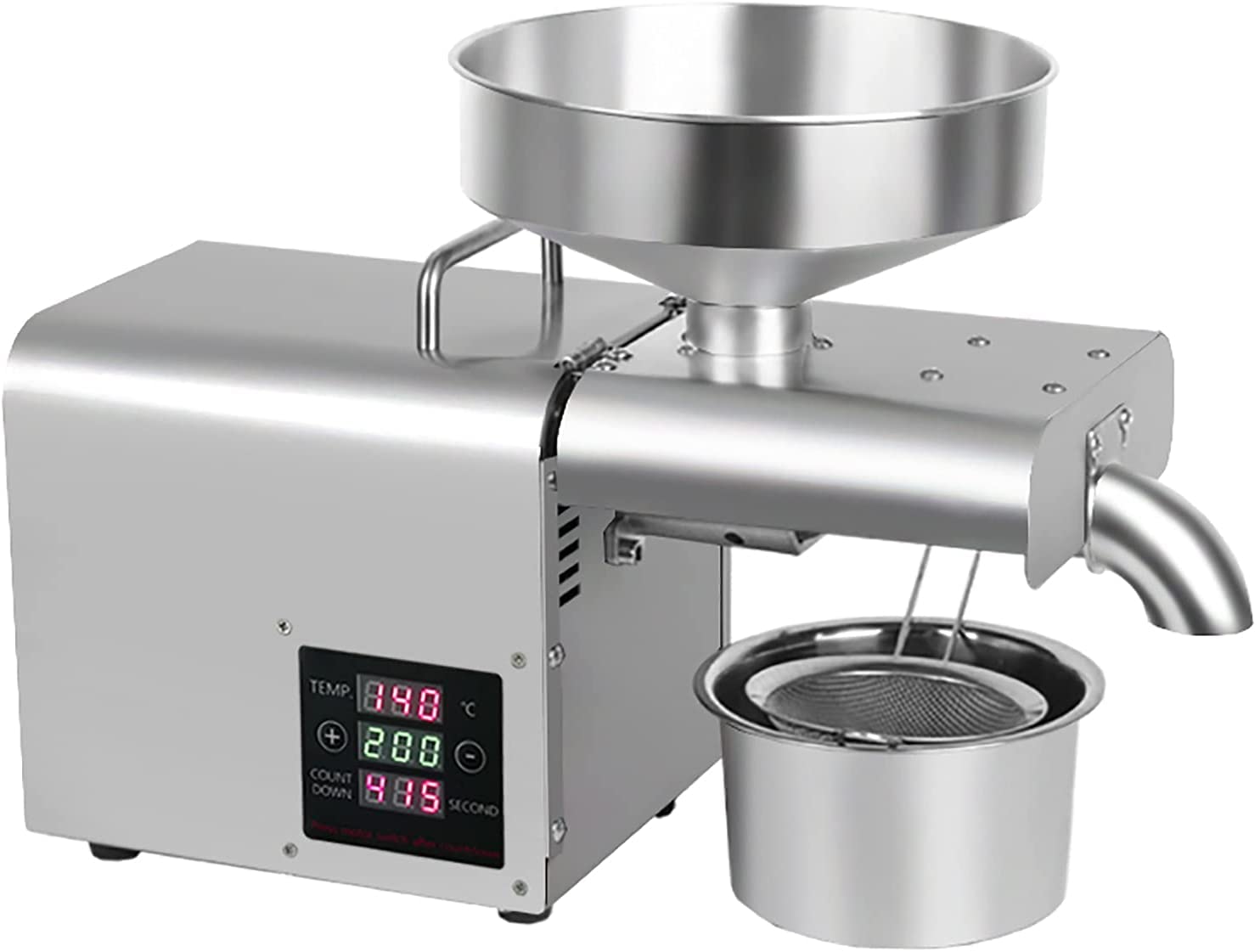 Aserzenith 1 Automatic Oil Press Machine Commercial Hot/Cold Oil Press Machine Extractor 304 Stainless Steel Oil Press Expeller 24 Hour For Corn Coconut Peanut Sunflower Seeds 500W